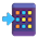 Mobile phone icon with an arrow pointing towards it, representing input or access